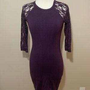 Purple, lace sleeve dress from Express